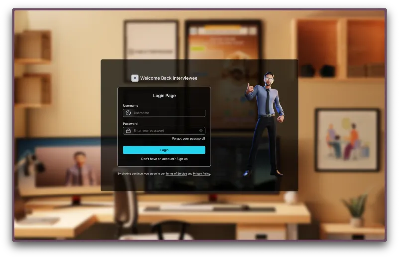 Login screen