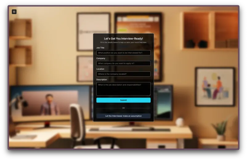 Pre-session setup screen