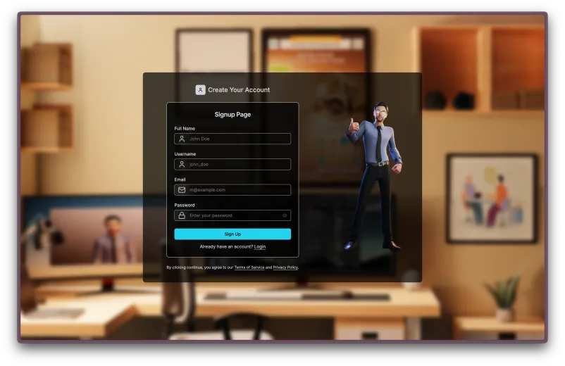 Signup screen
